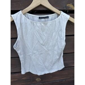 Brandy‎ Melville Women's Beige Textured Sleeveless Blouse One Size